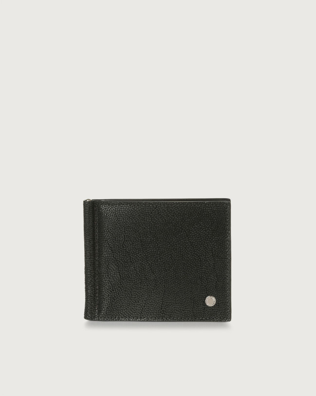 Orciani Frog leather wallet with money clip and RFID protection Leather Black