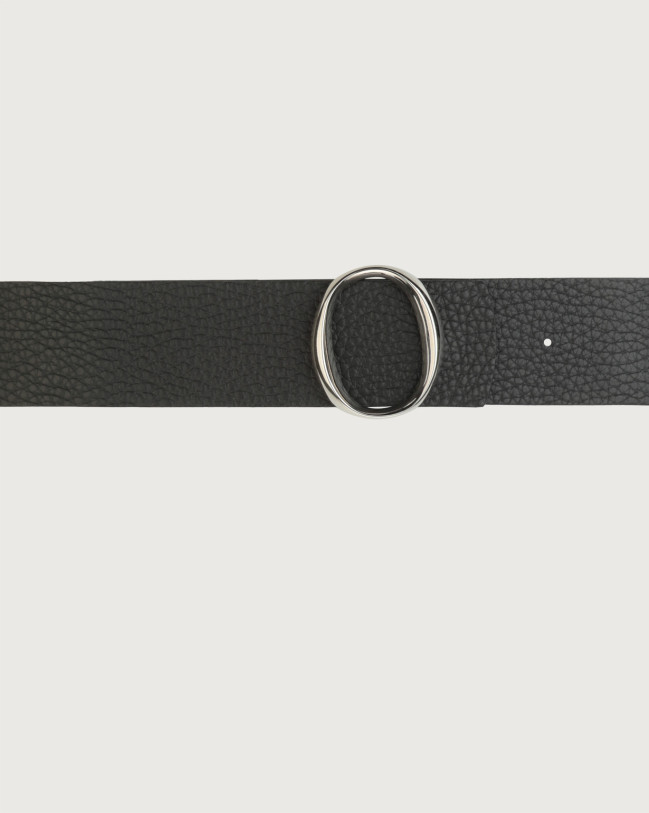 ORCIANI Soft Double highwaist leather belt. , color Blue+Black