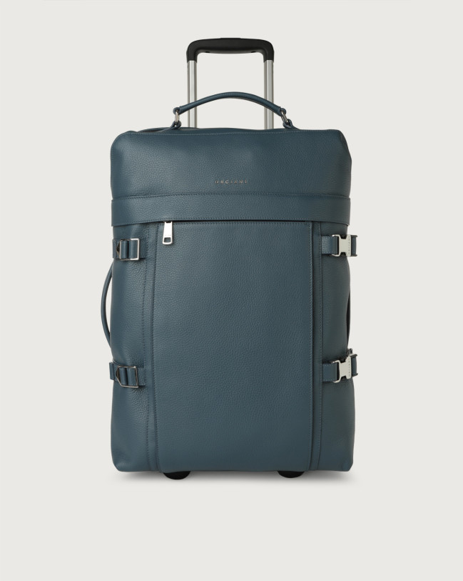 Orciani Micron leather two wheels trolley Grained leather Blue