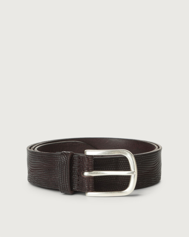 Orciani Lizard leather belt Leather Chocolate