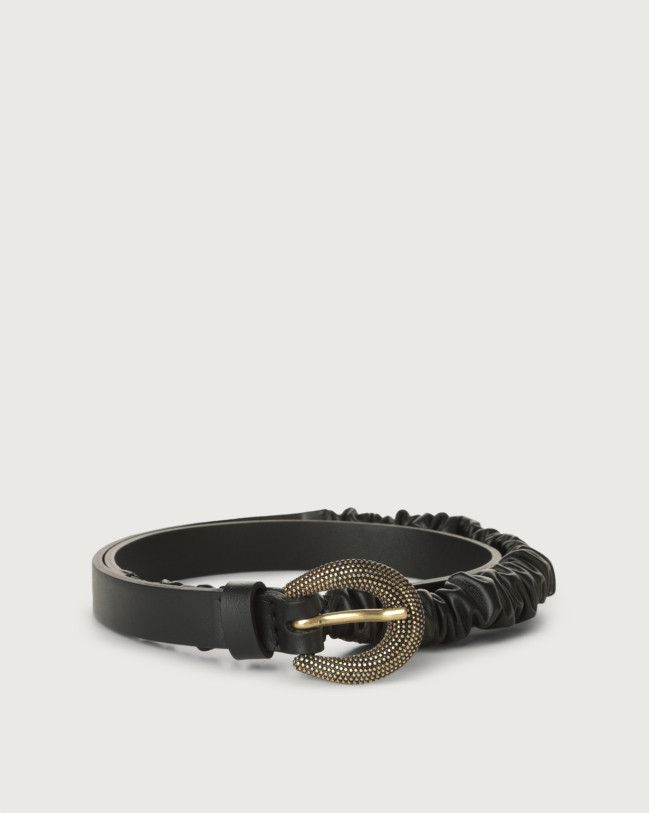 Orciani Couture stretch leather belt 1,5 cm Leather Black
