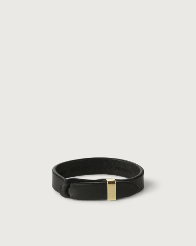 Orciani Bull leather Nobuckle bracelet with gold detail Leather Black