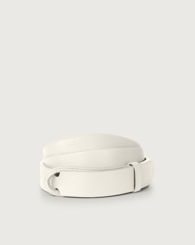 Orciani Micron leather Nobuckle belt Leather White