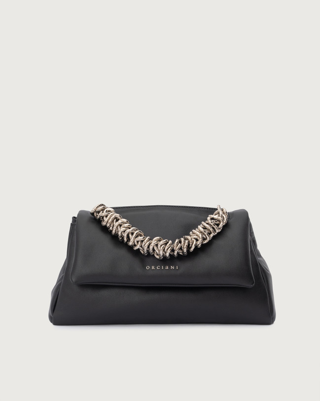 Orciani Sveva Longuette Nappa Bold padded leather shoulder bag Nappa leather black