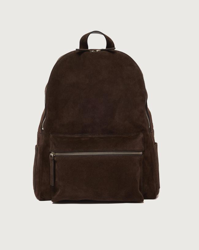 Orciani Laio Peach suede leather backpack Suede leather chocolate