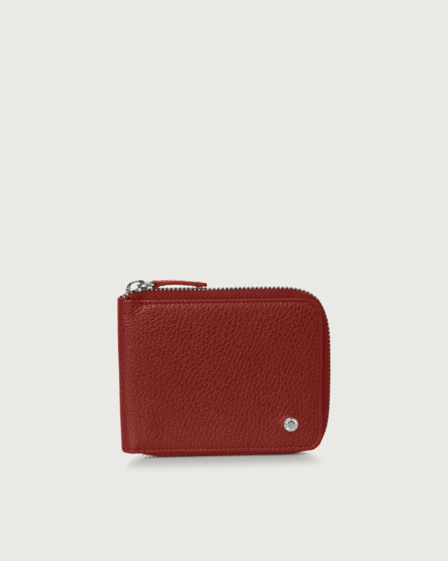 Orciani Micron leather wallet with coin pocket Bordeaux