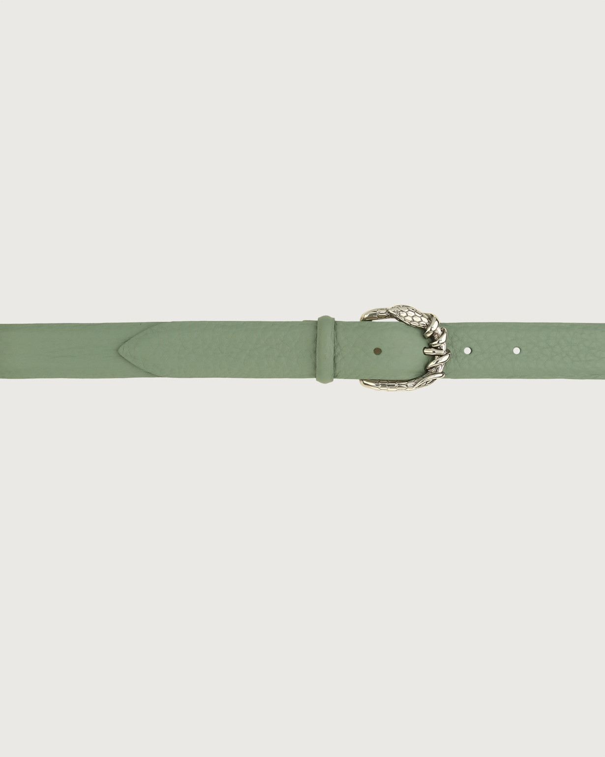 ORCIANI Soft leather belt with snake buckle. , color Sage Green