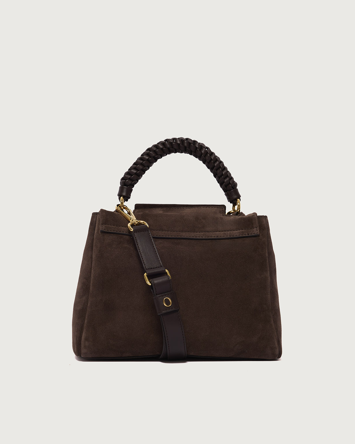 ORCIANI Sveva Peach Small suede leather handbag with strap
