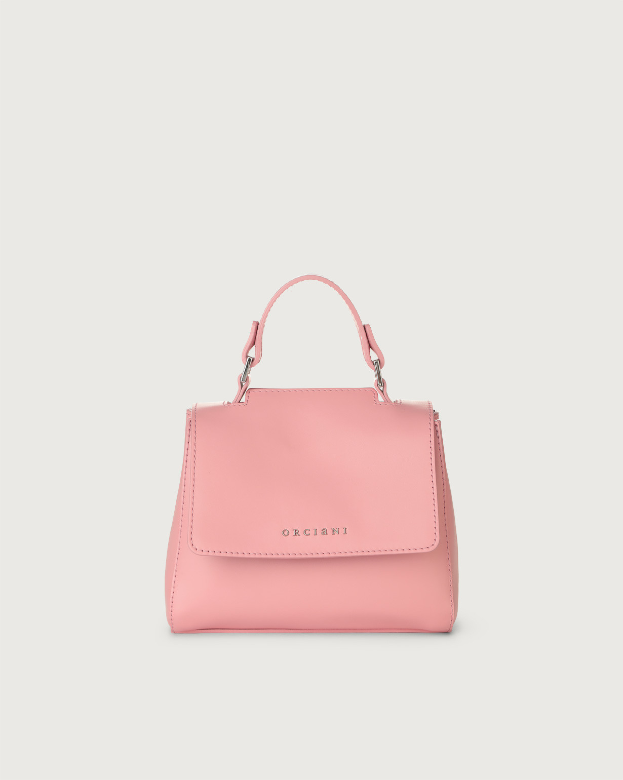ORCIANI Sveva Vanity Mini leather handbag with shoulder strap. color pink