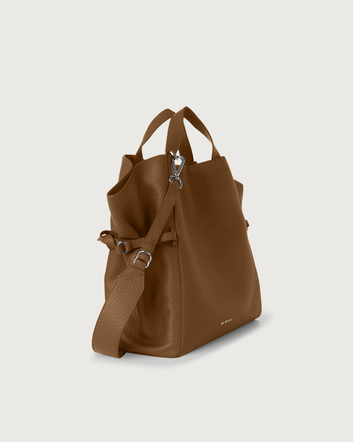 ORCIANI Fan Soft large leather handbag. , color Caramel