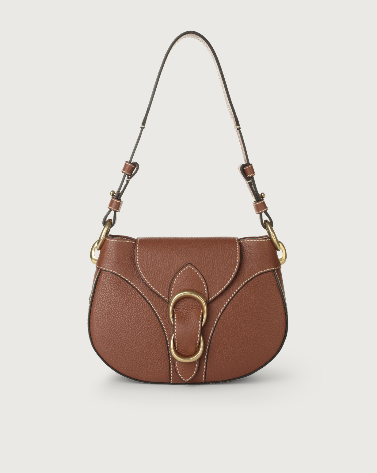 ORCIANI Beth Fanty small leather shoulder bag. , color Cognac