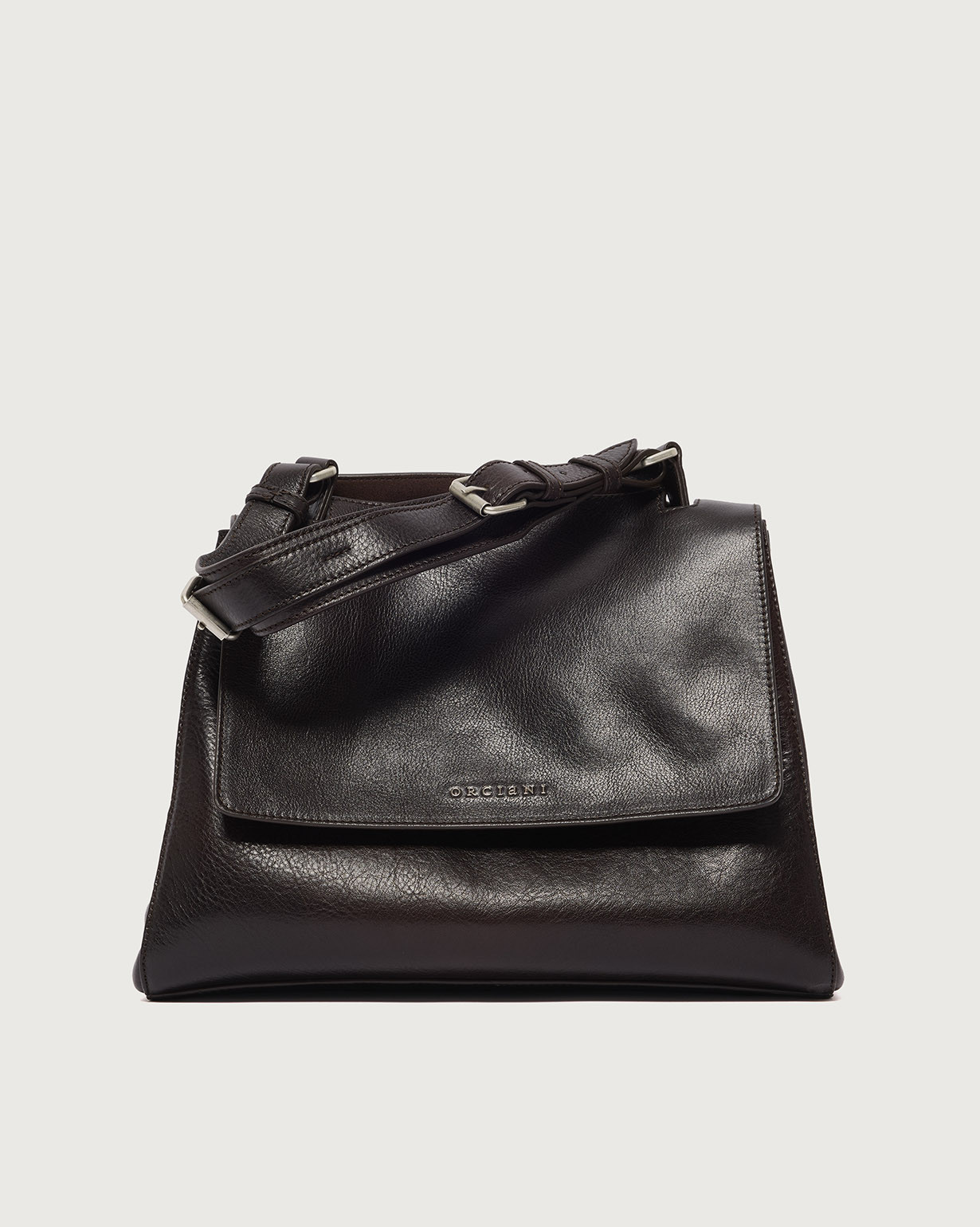 ORCIANI Sveva Lagoon Midi leather shoulder bag with strap. , color