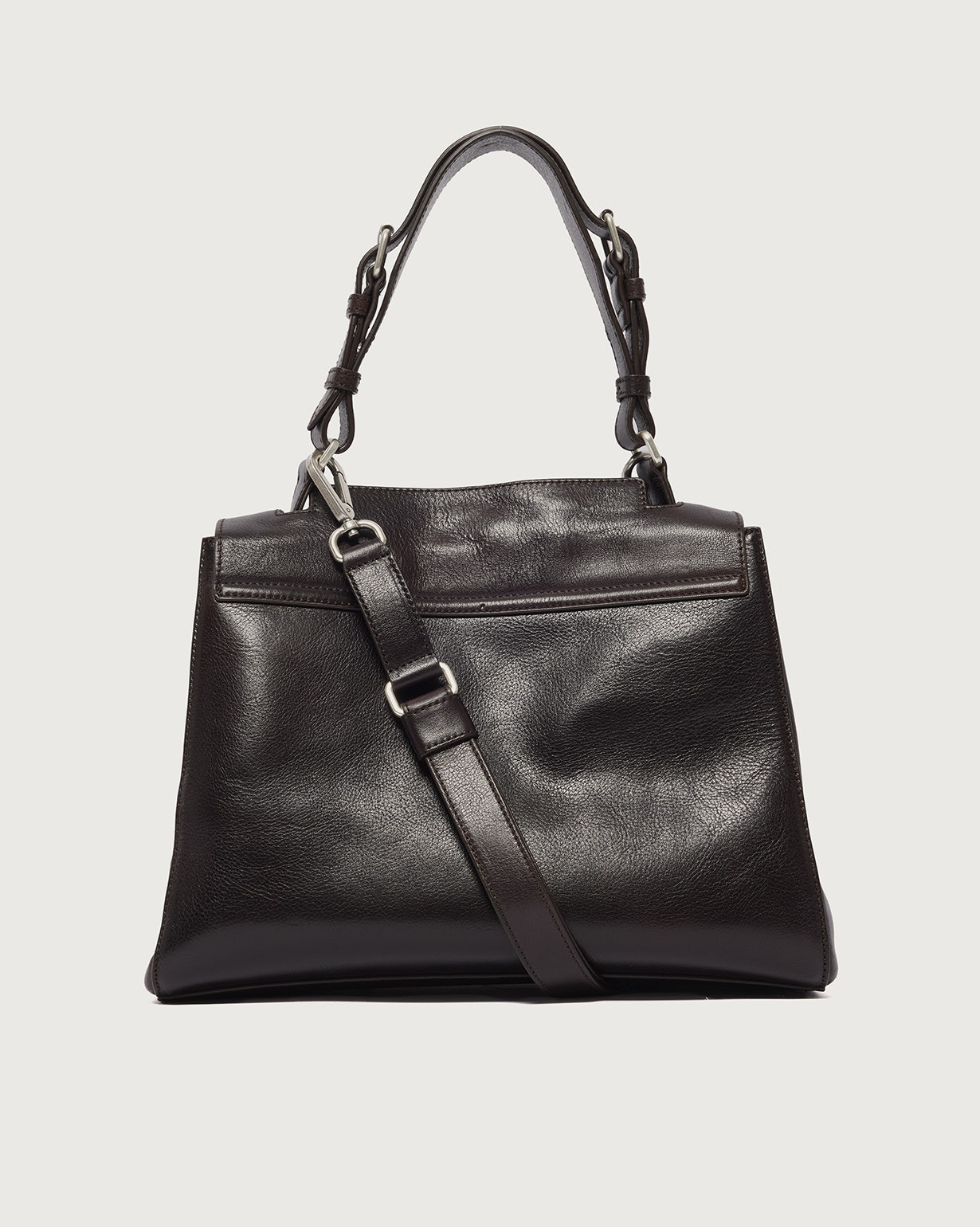 ORCIANI Sveva Lagoon Midi leather shoulder bag with strap. , color