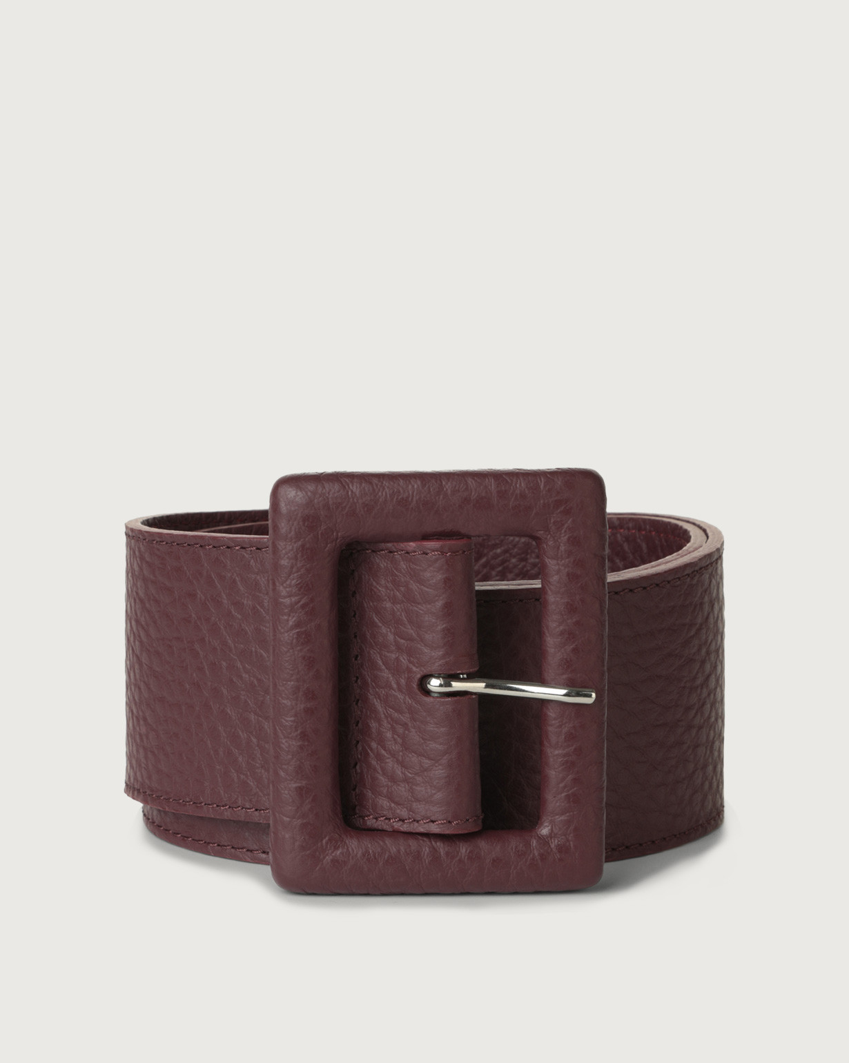 ORCIANI Soft high waist leather belt with covered buckle. , color Bordeaux