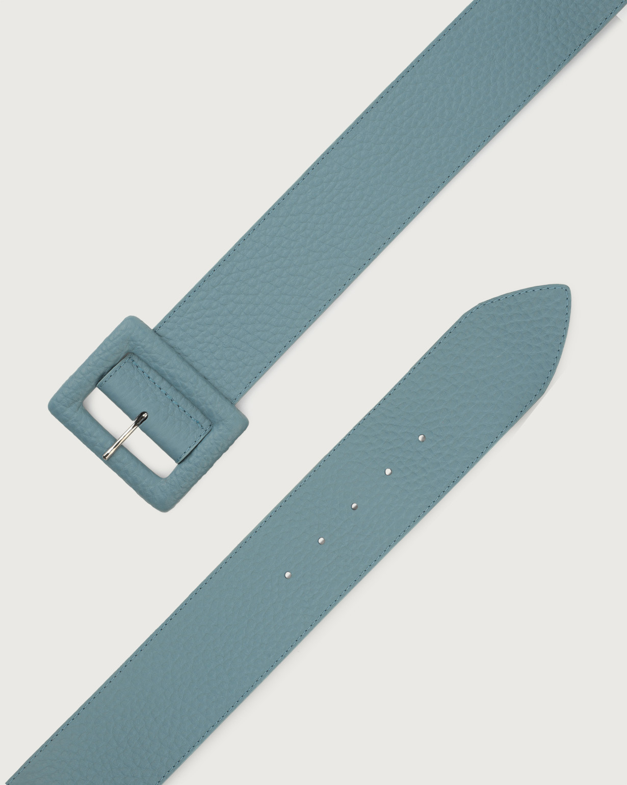 ORCIANI Soft high waist leather belt with covered buckle