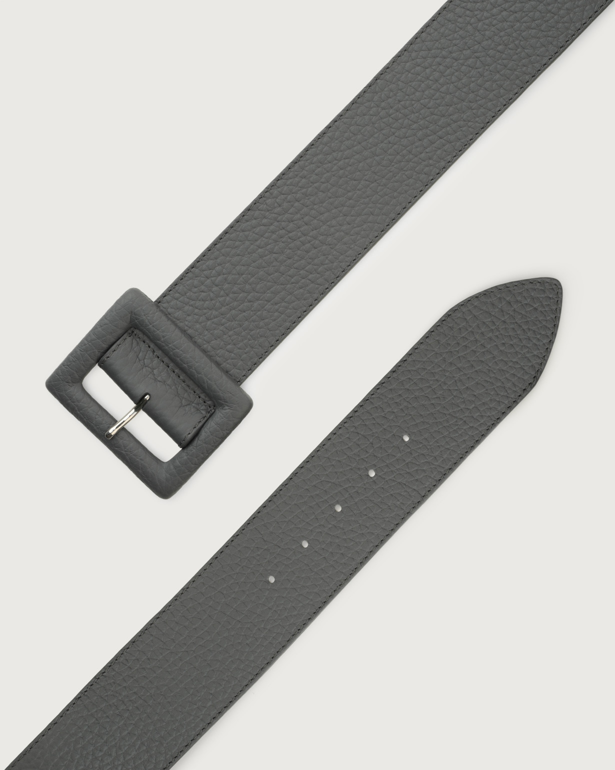 ORCIANI Soft high waist leather belt with covered buckle