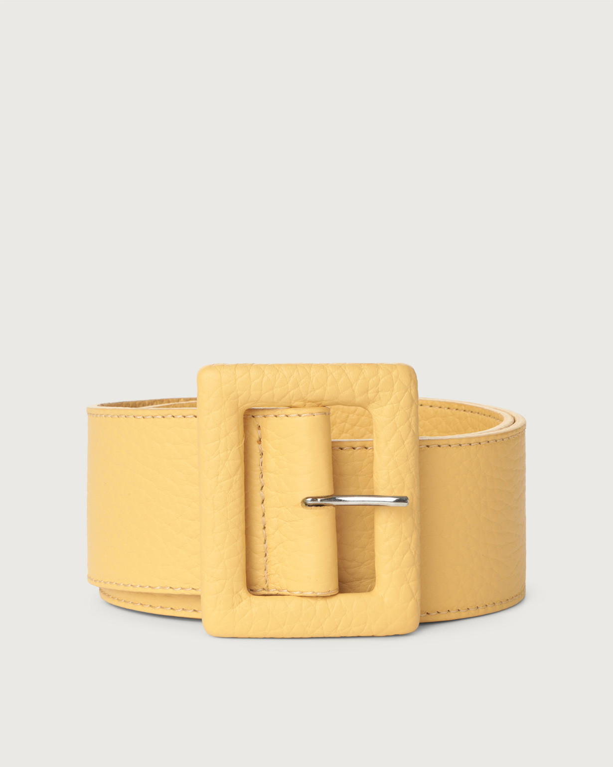 ORCIANI Soft high waist leather belt with covered buckle. , color Honey