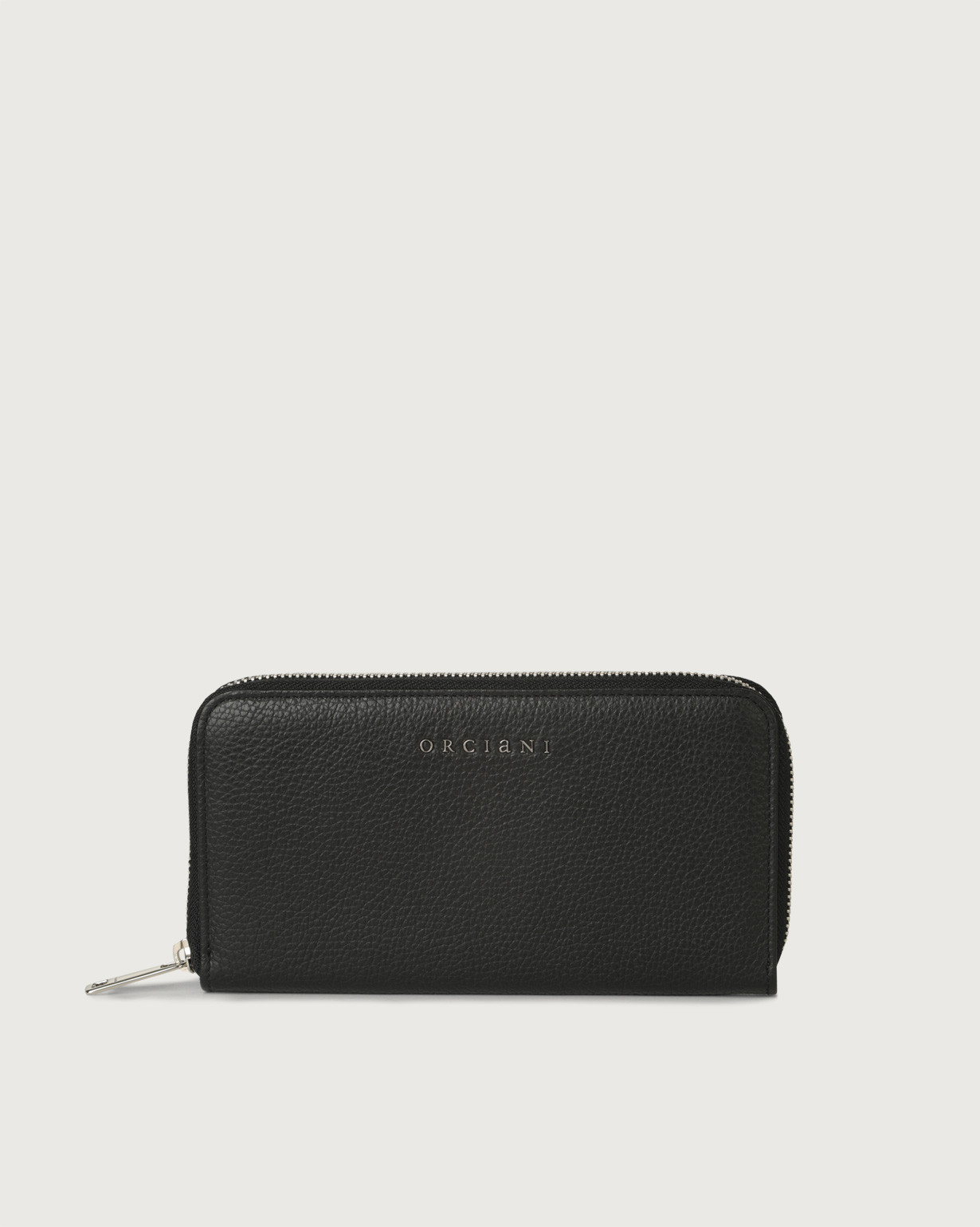 ORCIANI Micron large leather wallet with zip and RFID color Black