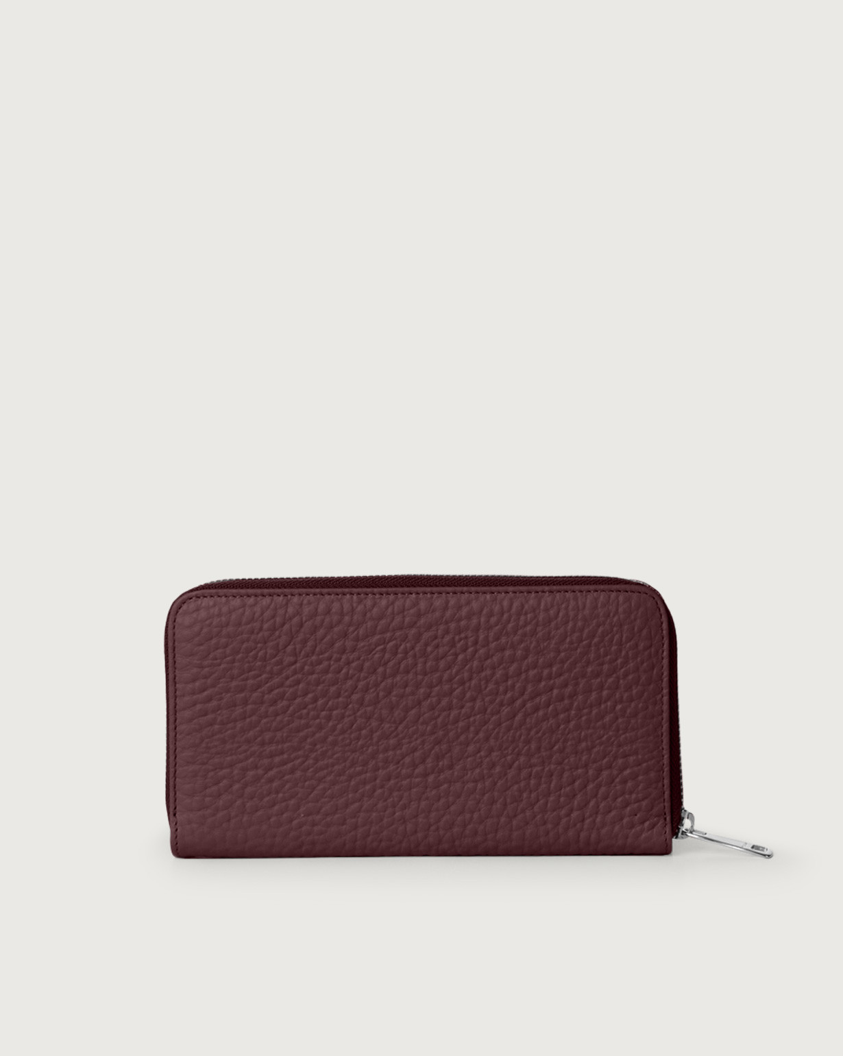 ORCIANI Zip around Soft large leather wallet. , color Bordeaux