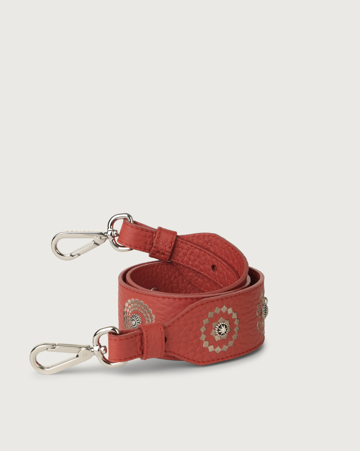 ORCIANI. Soft embroidered leather strap. , color Brick