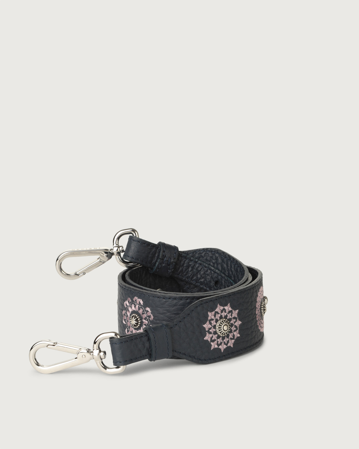 ORCIANI Soft embroidered leather strap. , color Navy