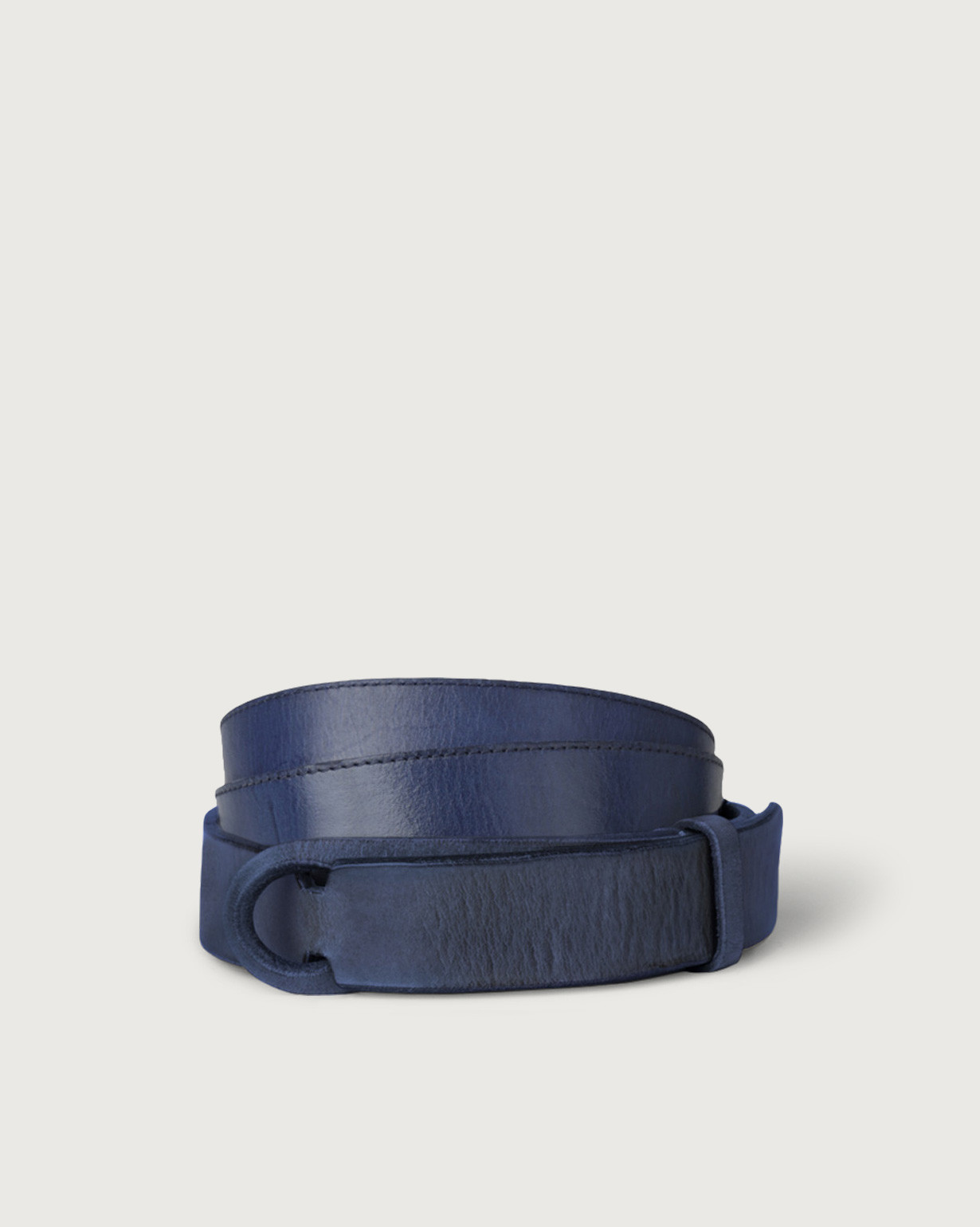 ORCIANI Dive leather Nobuckle belt. , color Blue