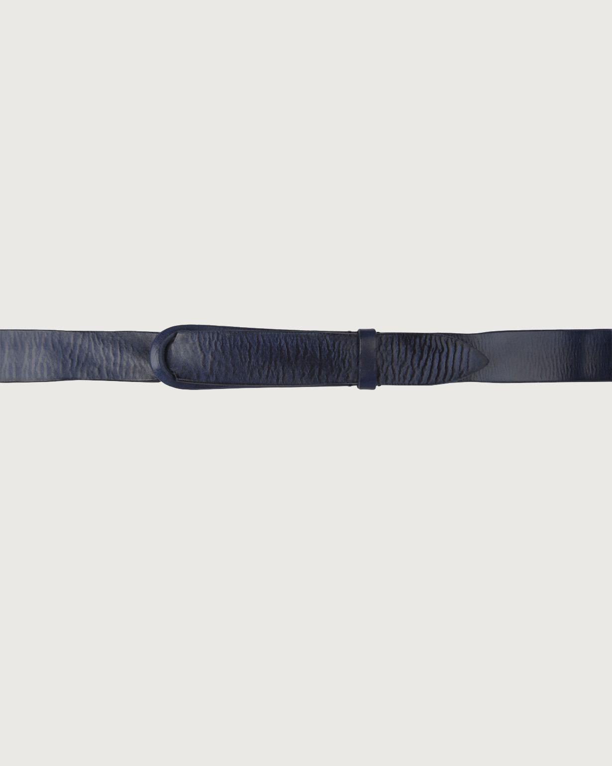 ORCIANI Dive leather Nobuckle belt. , color Blue