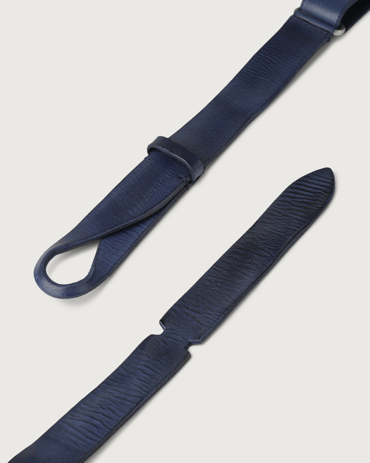 ORCIANI Dive leather Nobuckle belt. , color Blue