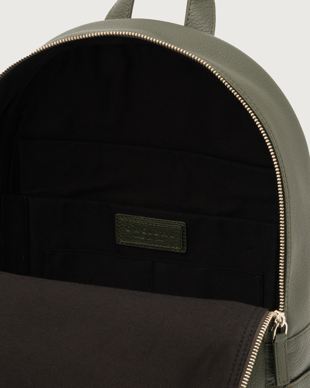 ORCIANI Laio Micron Leather Backpack. , color Olive green