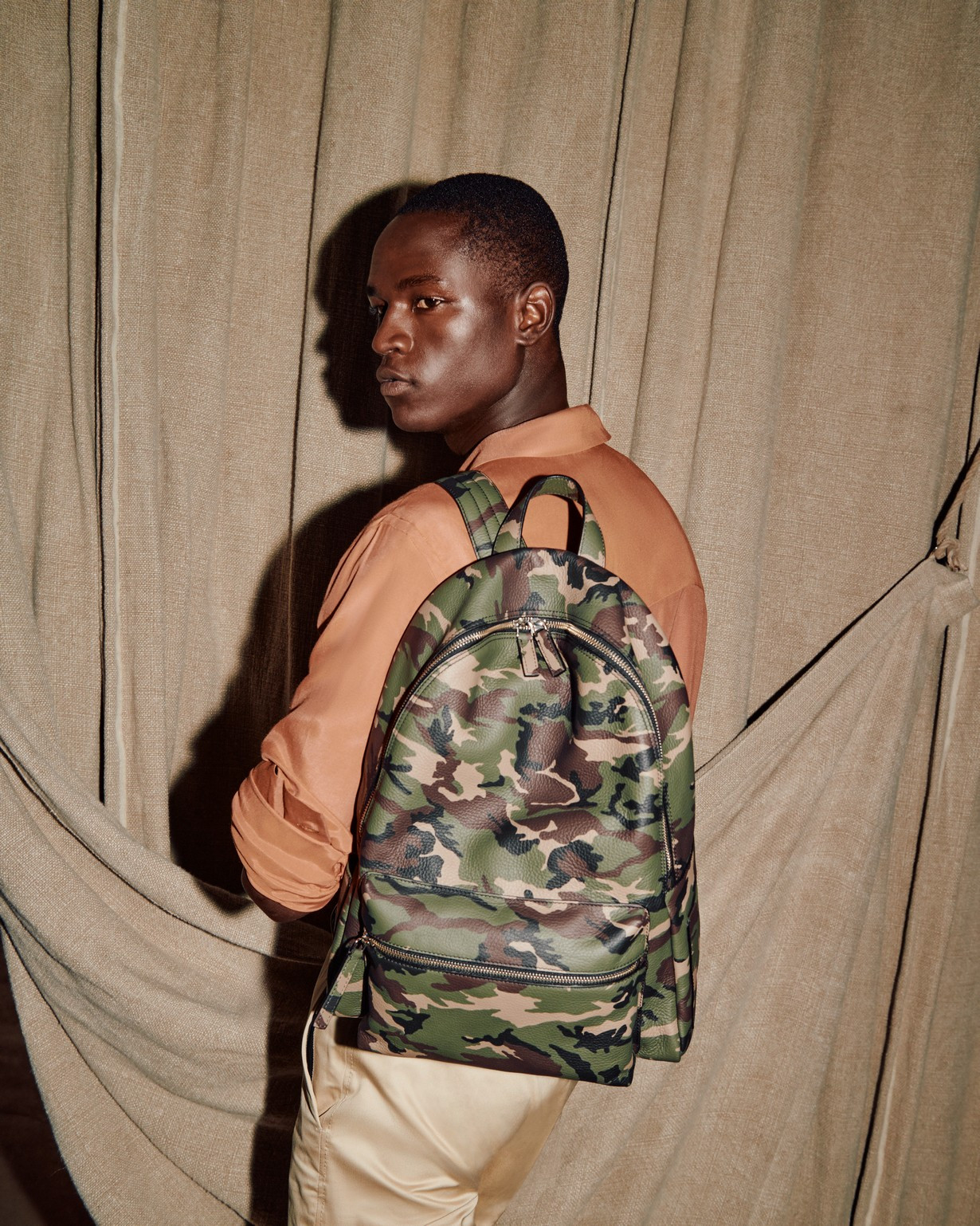 ORCIANI Camouflage leather backpack. color Unique