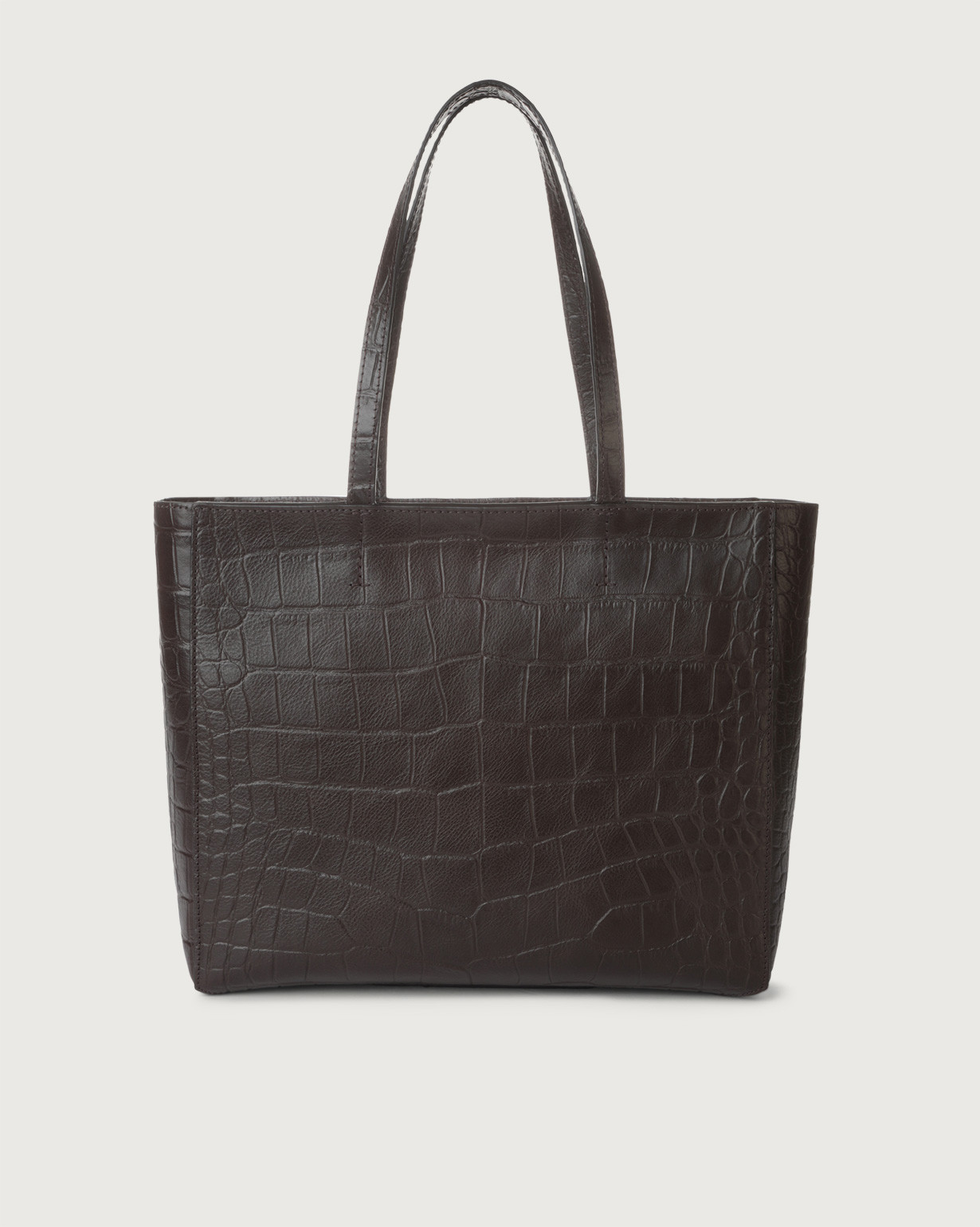 ORCIANI Le Sac Kenya croco-effect leather tote bag. , color Chocolate