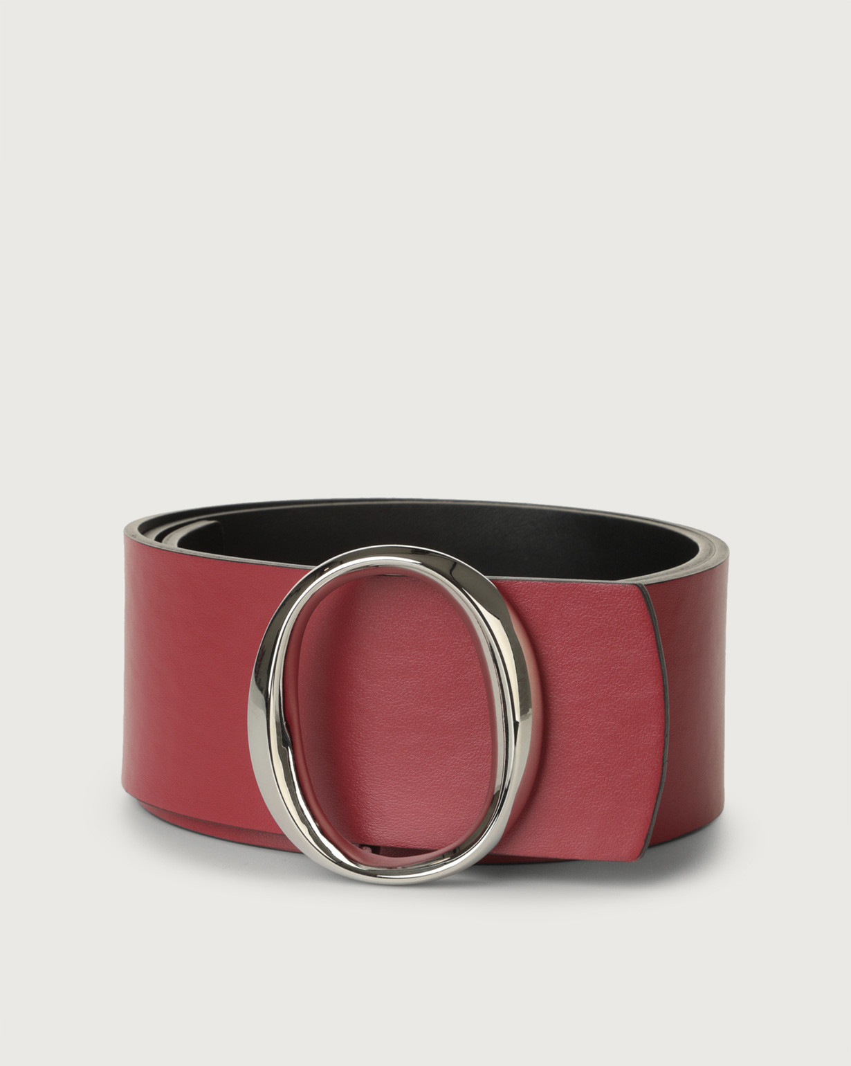 ORCIANI Liberty Double highwaist leather belt. , color Bordeaux