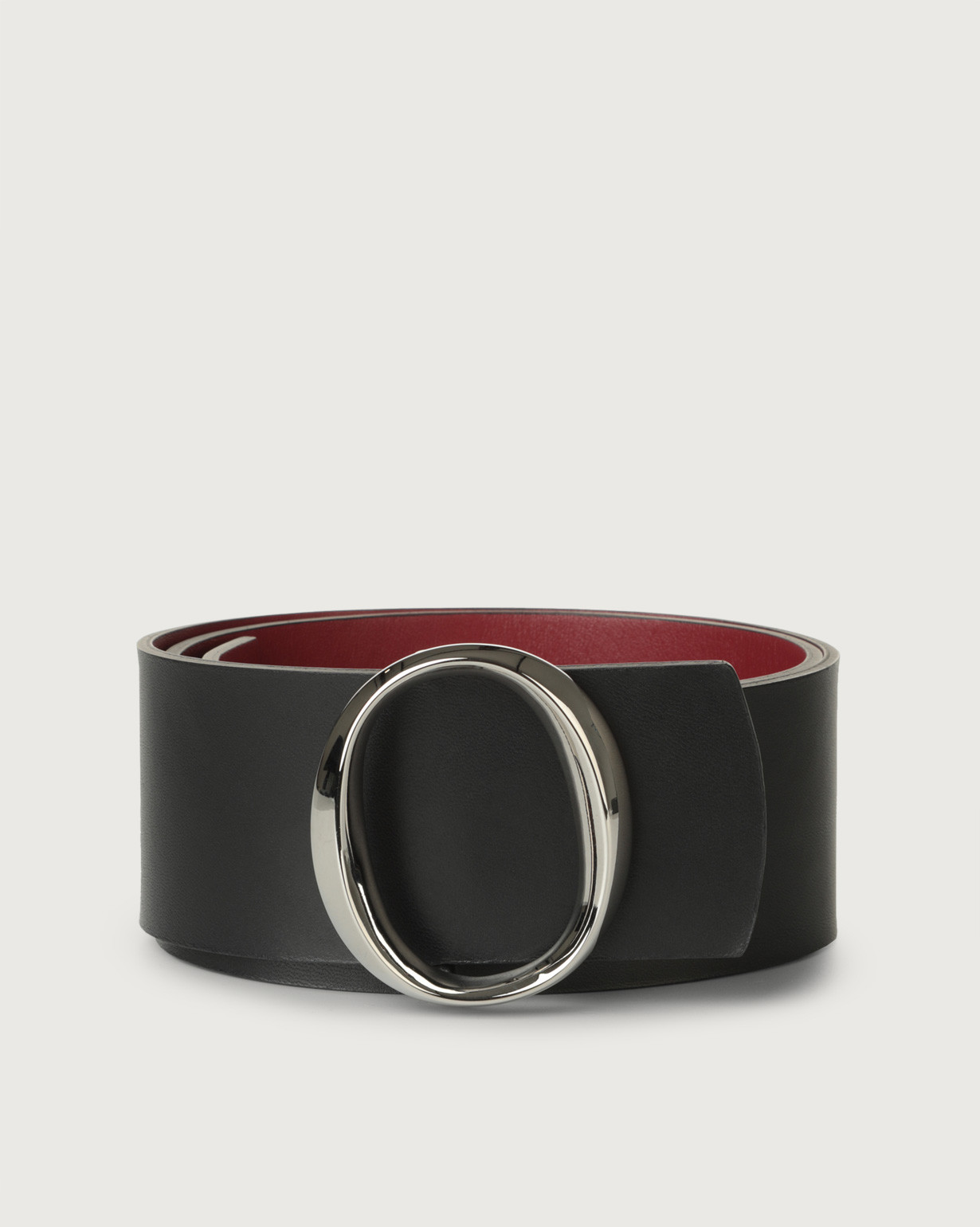 ORCIANI Liberty Double highwaist leather belt. , color Bordeaux