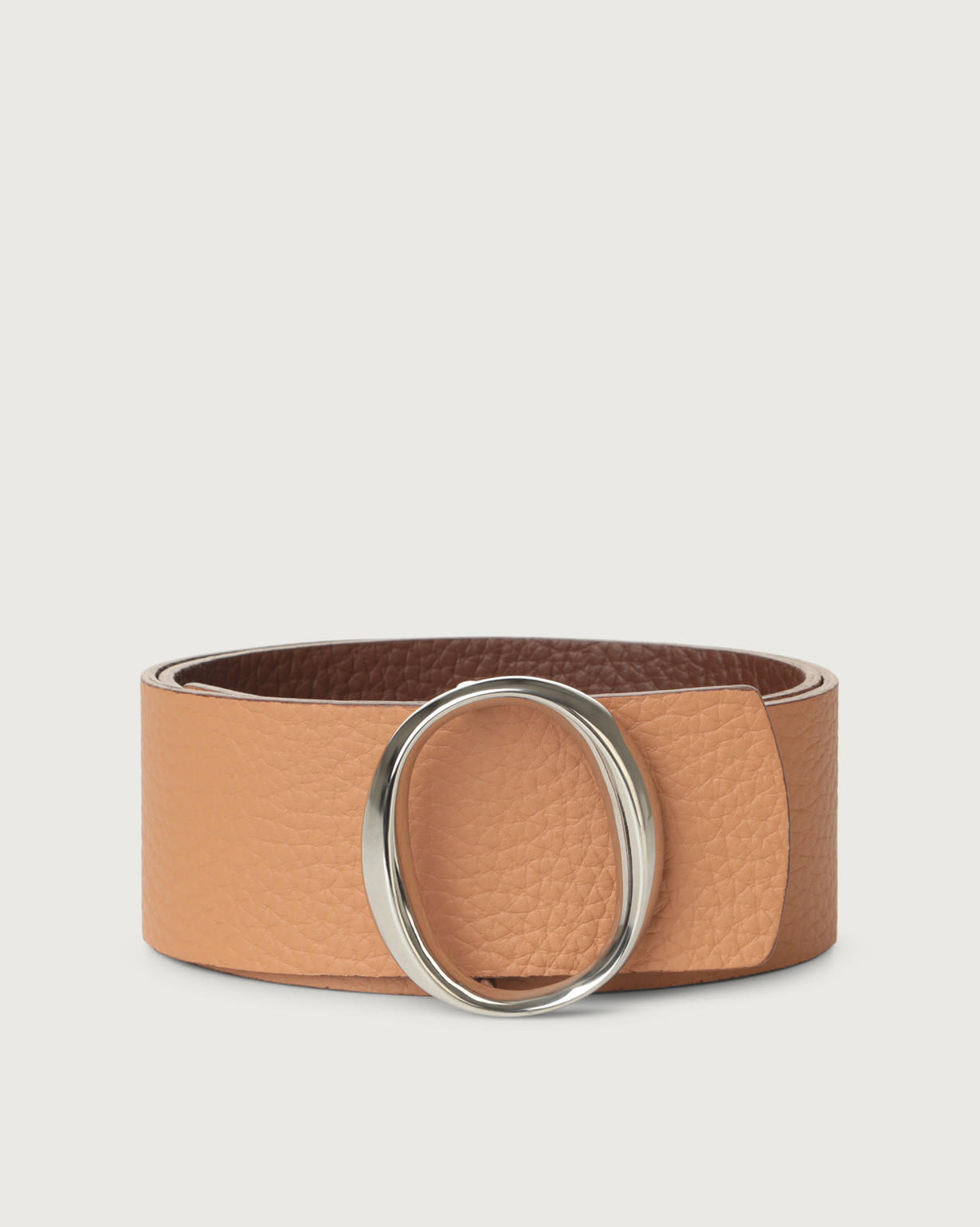 ORCIANI Soft Double highwaist leather belt. , color Almond+Brown