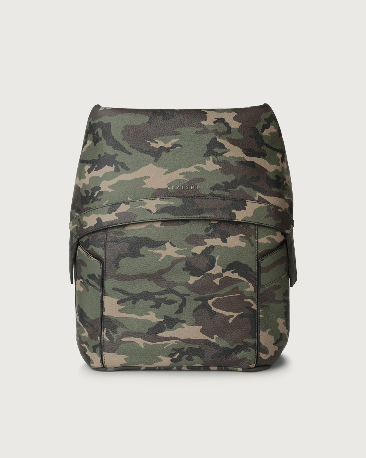 leather camouflage backpack