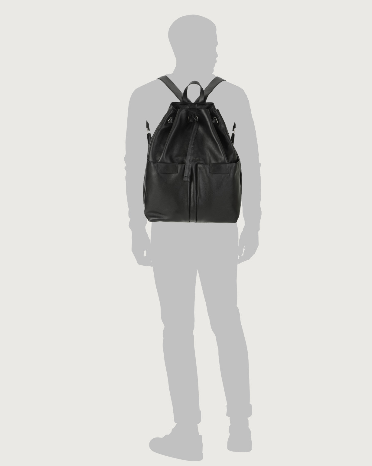 ORCIANI Liberty leather drawstring backpack. , color Black