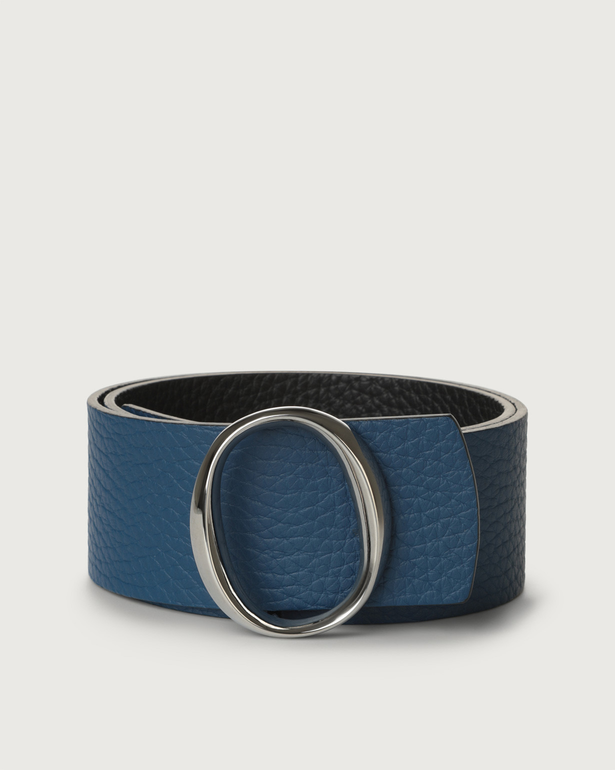 ORCIANI Soft Double highwaist leather belt. , color Blue+Black