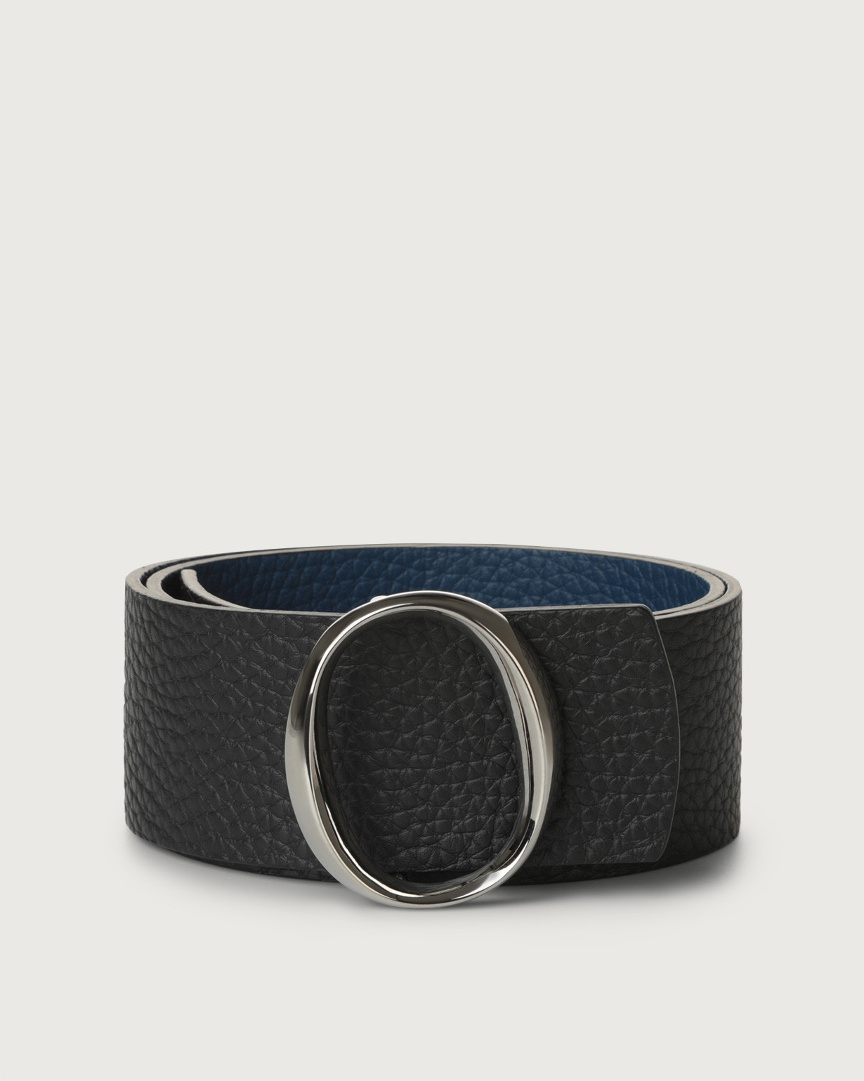 ORCIANI Soft Double highwaist leather belt. , color Blue+Black