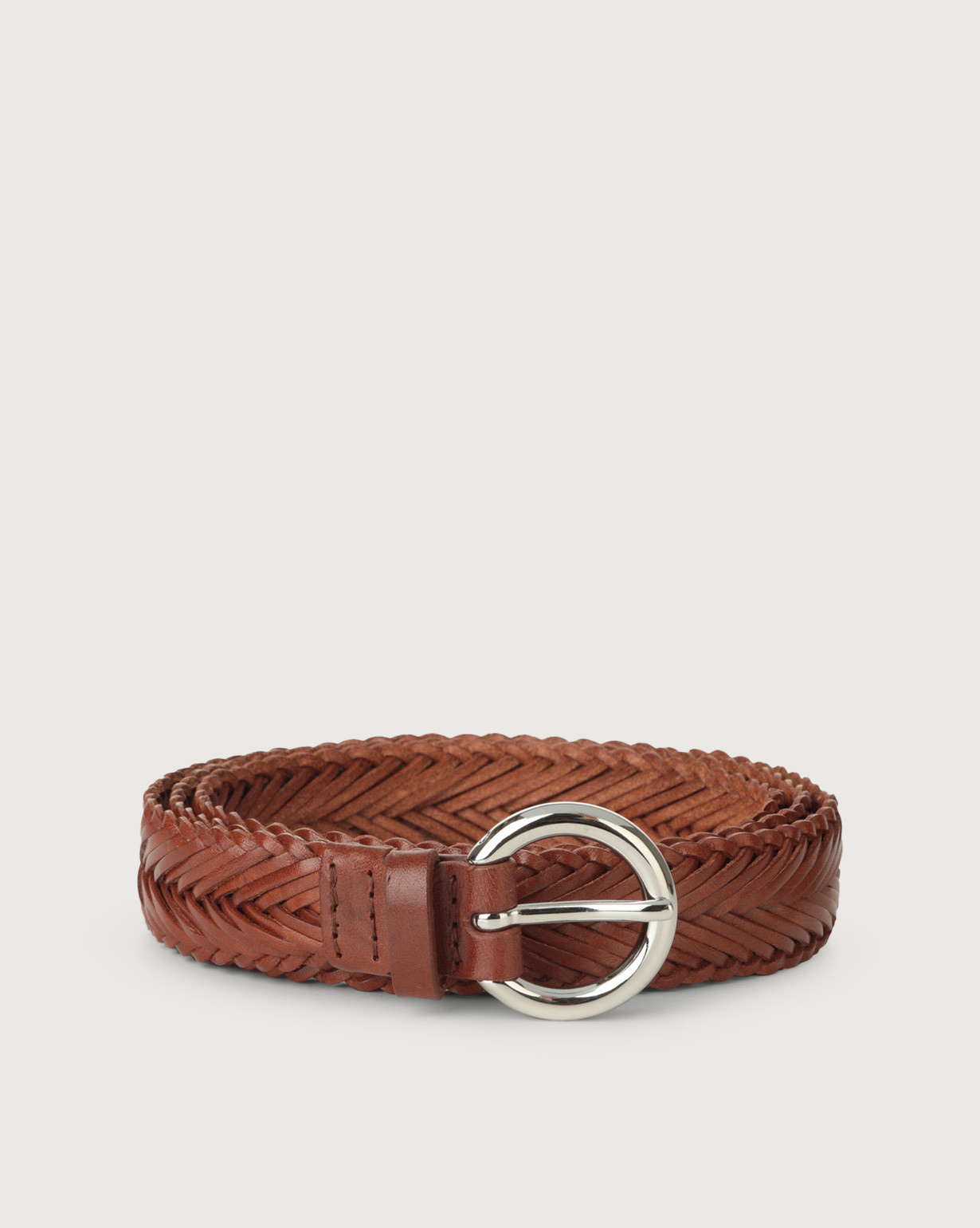 ORCIANI Masculine braided leather belt 2,5 cm. , color Brown