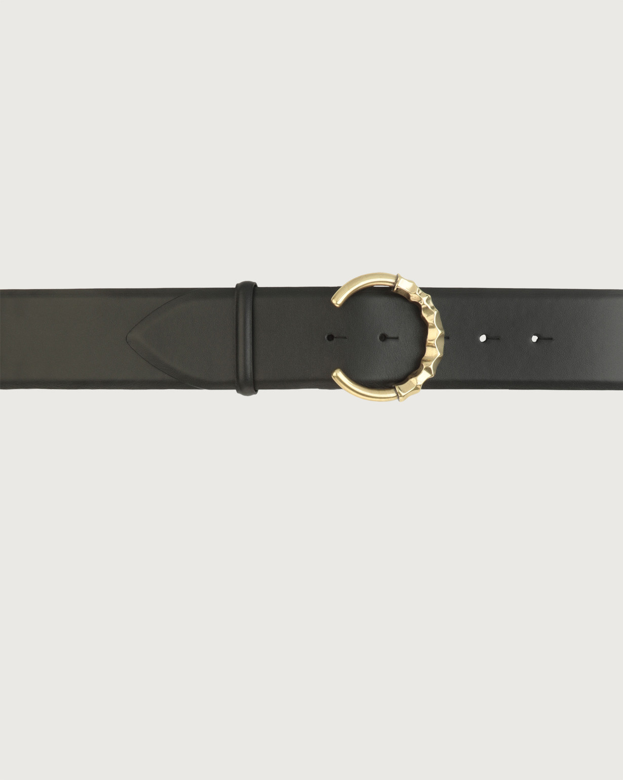ORCIANI Liberty leather belt with brass round buckle