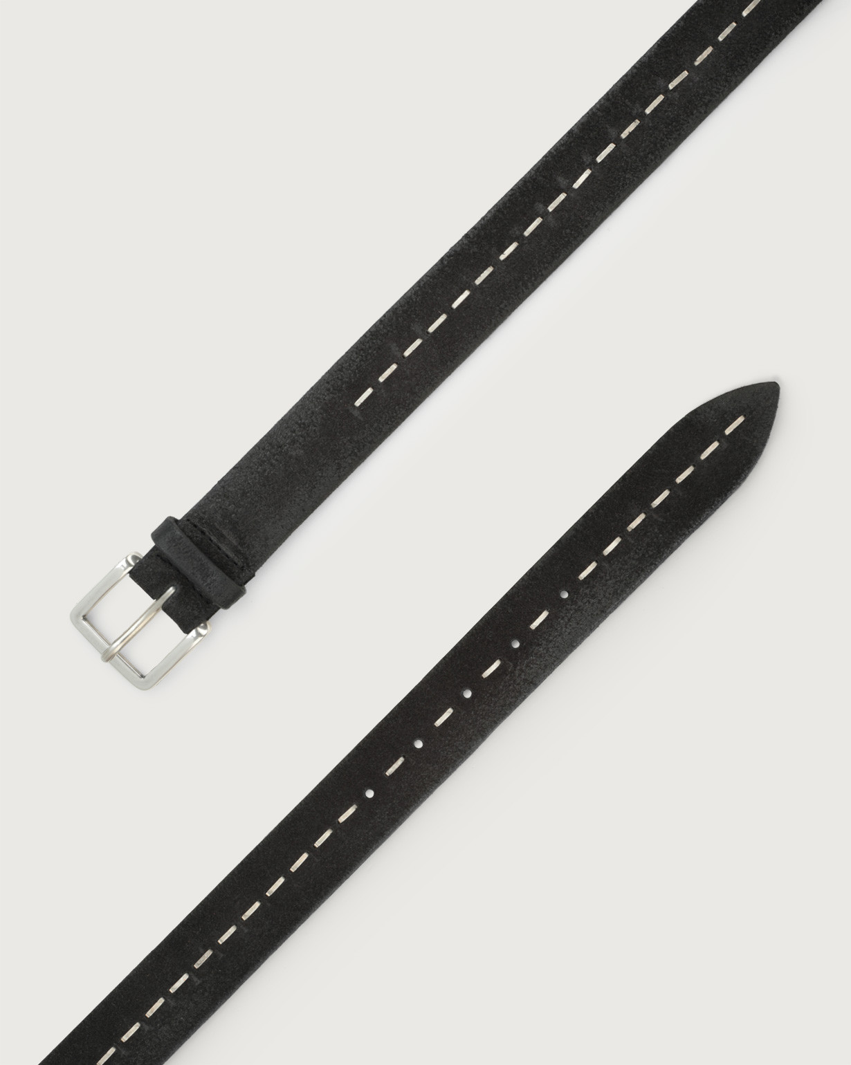 ORCIANI Hunting brushed suede belt with metallic clips. , color Black