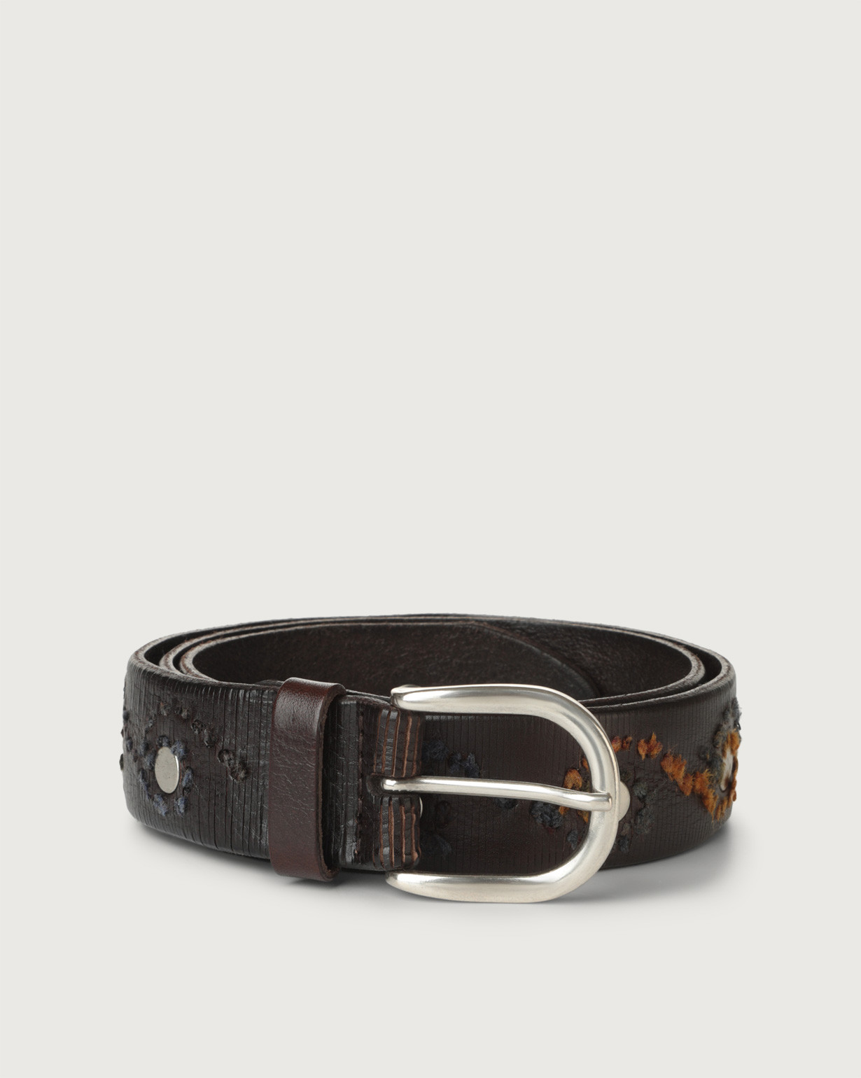 Embroidered leather belt hotsell