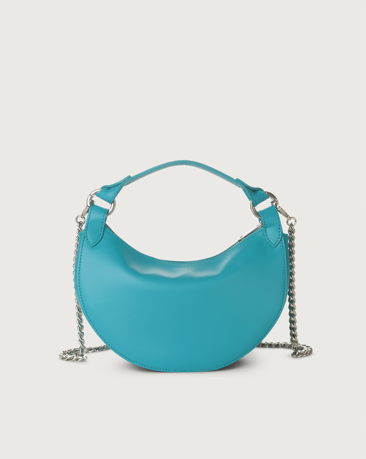 ORCIANI Dumpling Vanity leather mini bag with strap. color turquoise