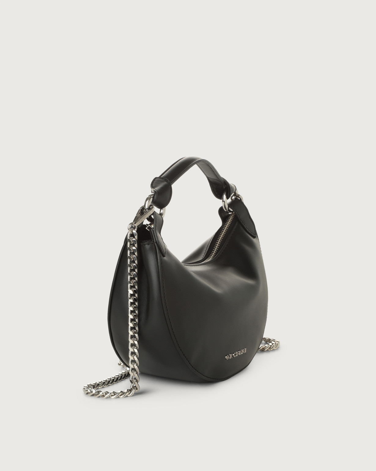 ORCIANI Dumpling Vanity leather mini bag with strap. , color Black