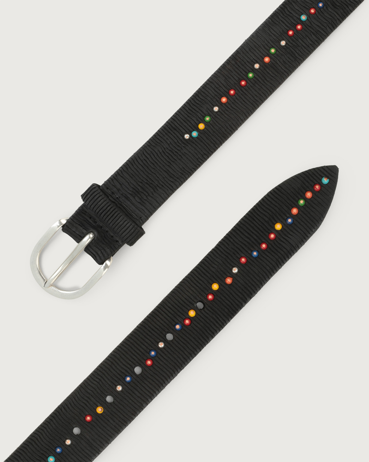 ORCIANI Blade leather belt with micro-studs. , color Black