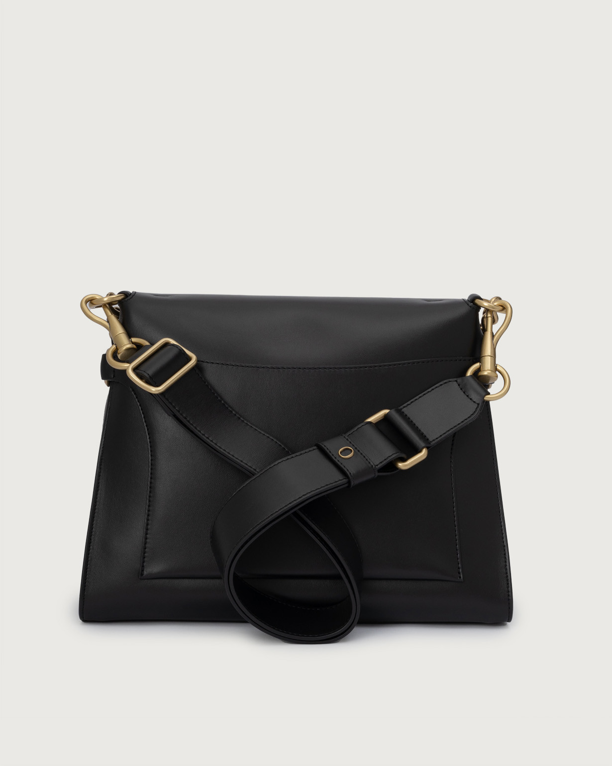 ORCIANI Missy Couture leather shoulder and crossbody bag with chain. color Black
