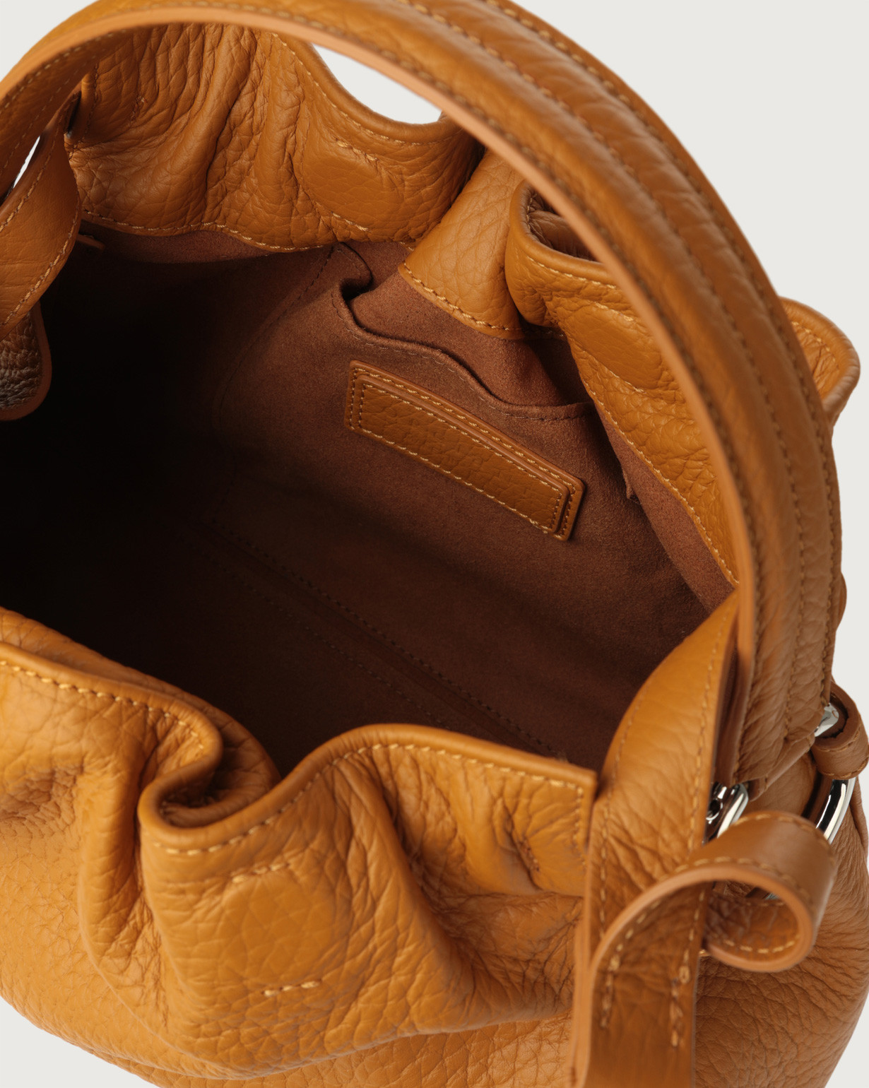 ORCIANI PUFFY Soft leather handbag with strap. , color Ocher