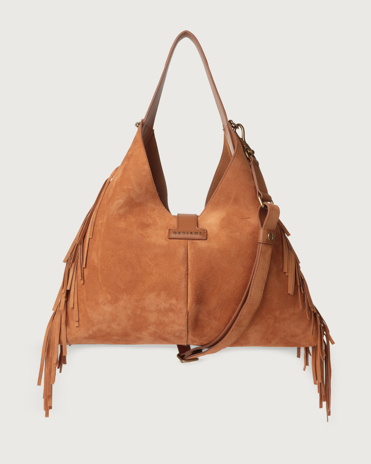 ORCIANI Vita Naif Fringe suede shoulder bag with strap
