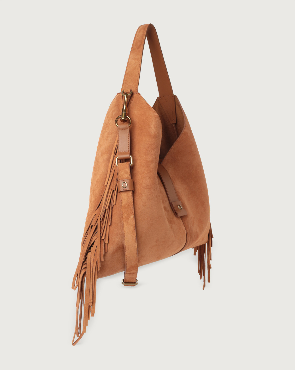 ORCIANI Vita Naif Fringe suede shoulder bag with strap