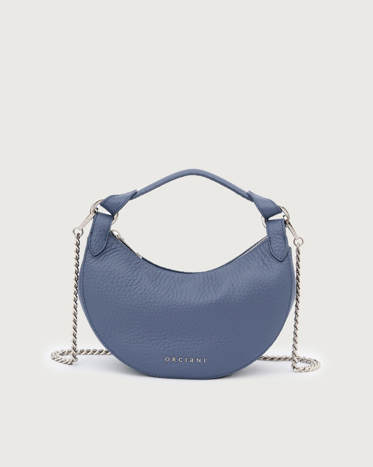 ORCIANI Dumpling Soft leather mini bag with strap. , color Light blue